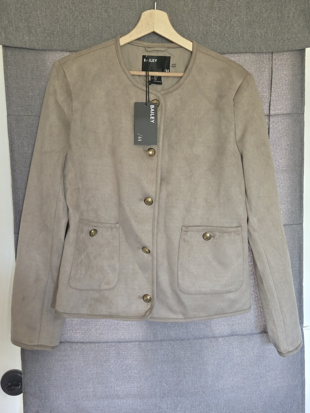 Bailey 44 Suede Style Jacket - Gold Buttoned - Tailored Blazer Size Large